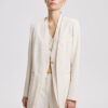 Linen-Blend V-Neck Layered Blazer