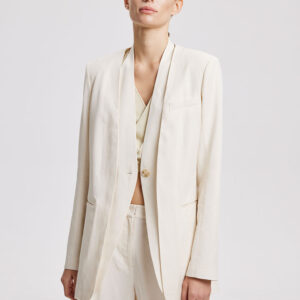 Linen-Blend V-Neck Layered Blazer