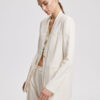 Linen-Blend V-Neck Layered Blazer - Image 2