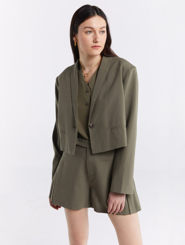 Single-breasted Cropped Blazer - Image 5